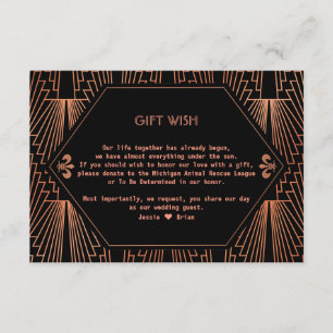 20-talets Underbara Gatsby Copper Bröllop Gift Wis Tilläggskort
