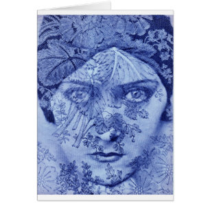20-talfilmstjärna Gloria Swanson i blått Hälsningskort