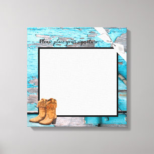 20 tum x 20 tum Namnteckning Canvas Blue Wood Barn