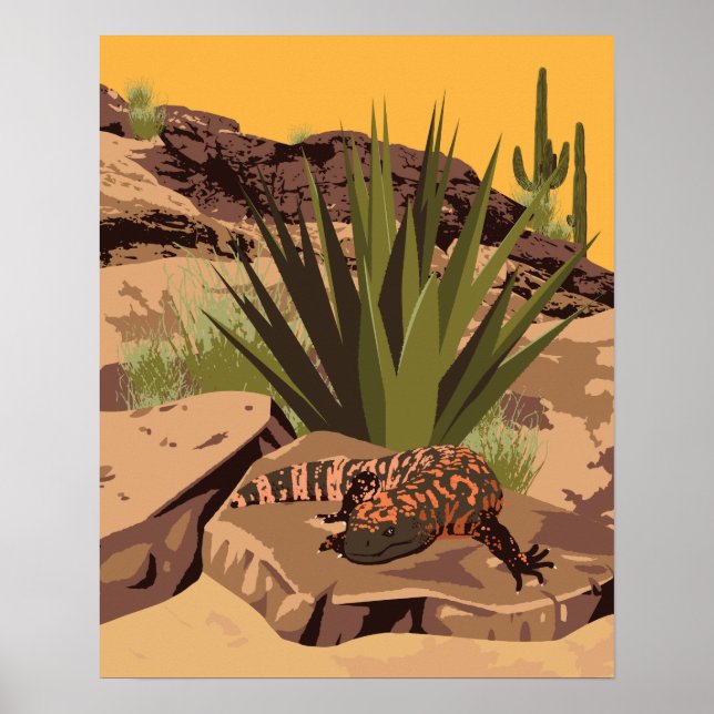 20"x16" Southwest Gila Monster Poster (Framsidan)