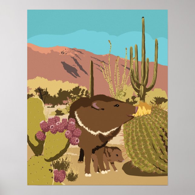 20"x16" Sydvästra Javelina Poster (Framsidan)