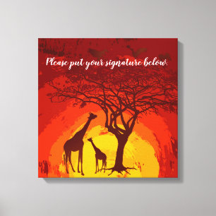 20" x20" Namnteckning Canvas African Safari Giraff