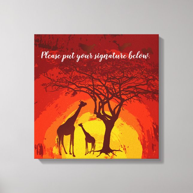 20" x20" Namnteckning Canvas African Safari Giraff (Framsida)