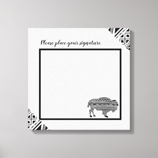 20"x20" Namnteckning Canvas Boho Buffalo Tribal Pa (Framsida)