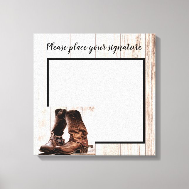 20"x20" Namnteckning Canvas Boots Land Rustic Väst (Framsida)