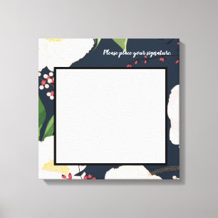 20"x20" Namnteckning Vita Blommigt-blommor på arbe Canvastryck