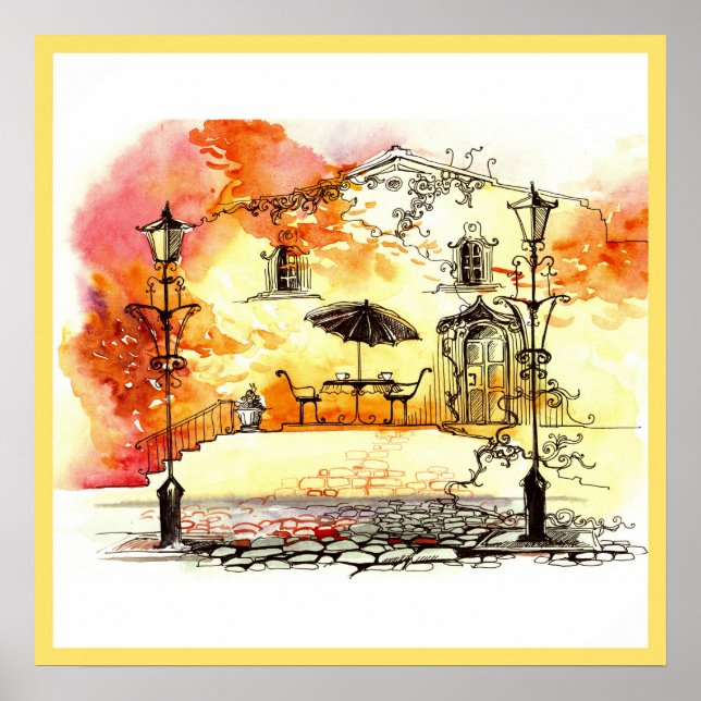 20 x 20 Abstrakt City Scene Wall Art Poster (Framsidan)
