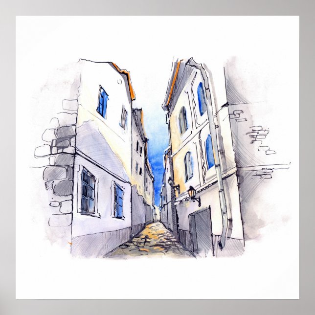 20 x 20 Abstrakt City Scene Wall Art Poster (Framsidan)