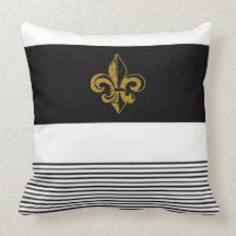 20 X 20 BLACK & WHITE FLEUR DE LIS PILLOW