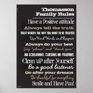 20 x 28 Chalk Personlig Family Regler House-tecken Poster