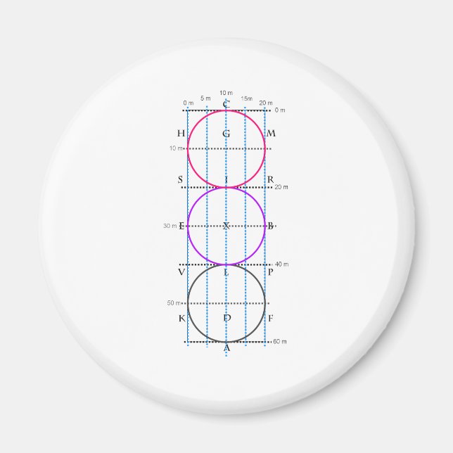 20 x 60 m ressage Court **Circles** Magnet (Framsidan)