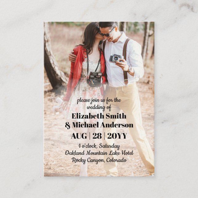 20 x budgetinbjudan till PHOTO-bröllop med ENVL. Rådkort (Framsida)