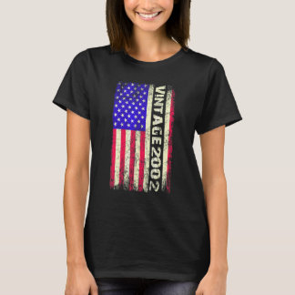 20 Year Old Vintage 2002 American Flag 20th Birth T Shirt