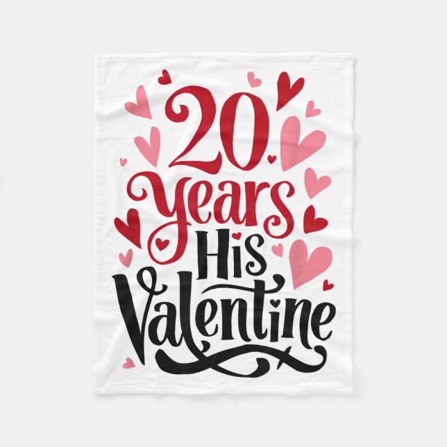 20 Years His Valentine _ Anniversary Couples Valen Fleecefilt (Framsidan)