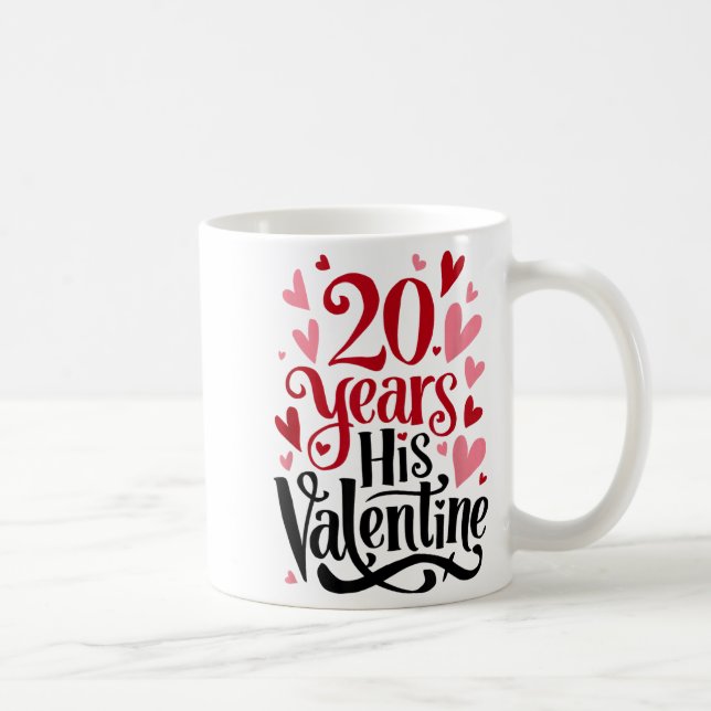 20 Years His Valentine _ Anniversary Couples Valen Kaffemugg (Höger)