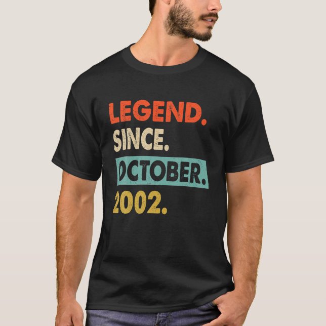 20 Years Old 20Th Birthday Gifts Legend Since Octo T Shirt (Framsida)