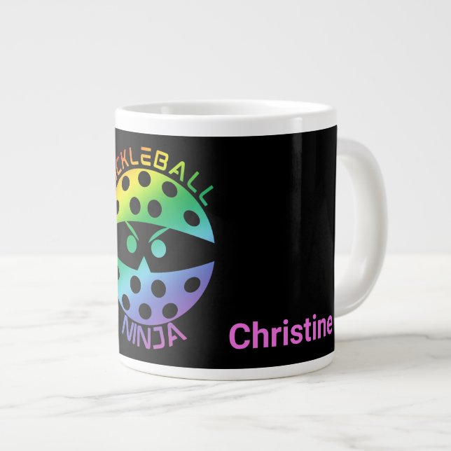 20oz Rainbow pickleball ninja med namn Jumbo Mugg (Framsida höger)