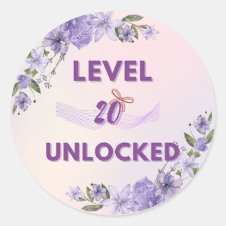 20th Birthday Sticker – level 20 unlocked Runt Klistermärke