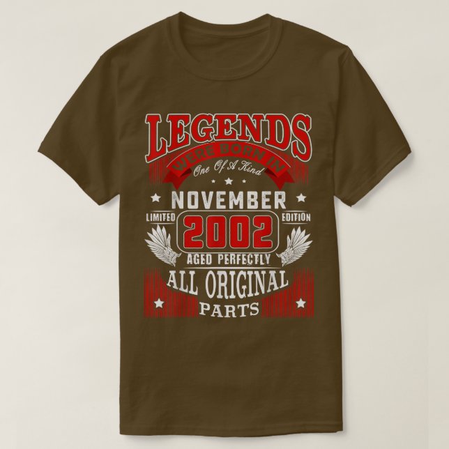 20th Birthday Tee Legends Born In November 2002 20 (Design framsida)