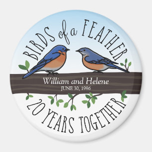 20th Bröllopsdag bluebirds av en fjäder Magnet