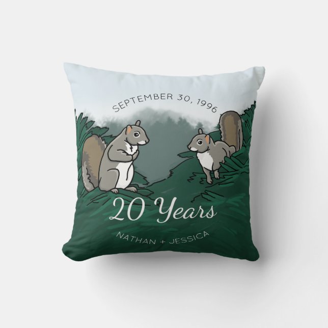 20th Bröllopsdagekorrar Kudde (Framsida)