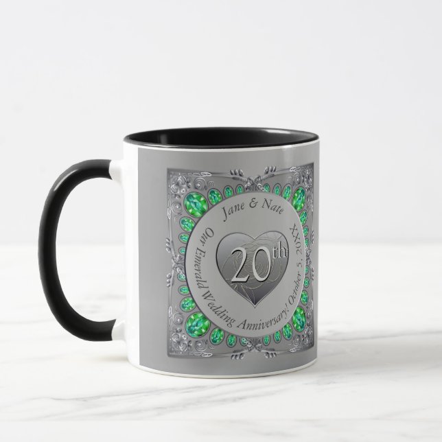 20th Emerald Wedding Anniversary Mug Mugg (Vänster)