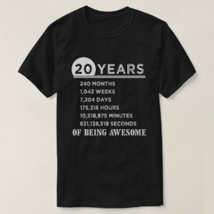 20th Födelsedagskjorta 20 år gammala årsdaggåv T Shirt