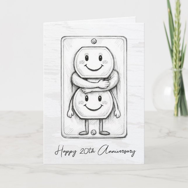 20th Wedding Anniversary Electrical Socket  Kort (Framsida)