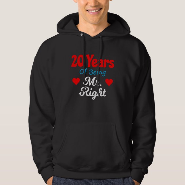 20th Wedding Anniversary for Men Him Mr Right Husb Hoodie (Framsida)