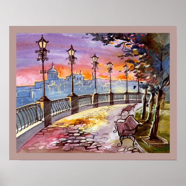 20x16 Abstrakt City Scene Wall Art Poster (Framsidan)