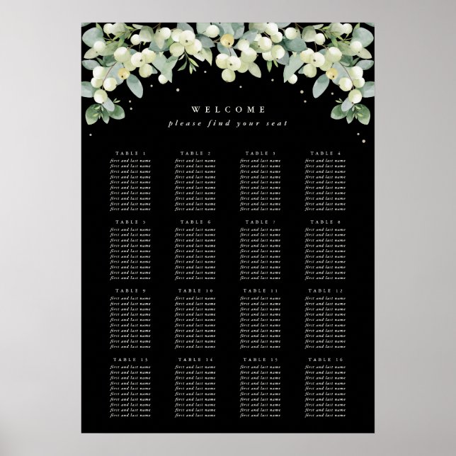 20x28" 16 Bord med 10 Placeringsplan Affisch (Framsidan)