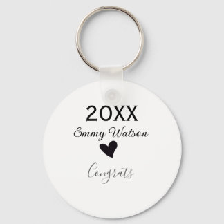 20XX bold letter congrats graduation name heart si Nyckelring