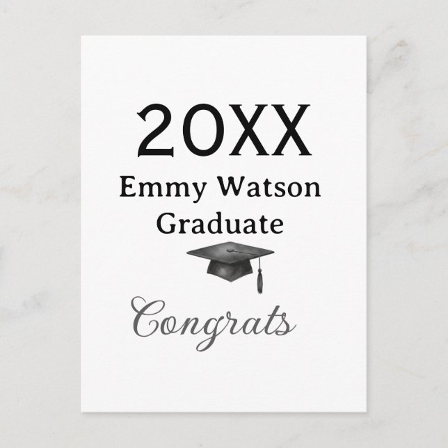 20XX fet stil konfirmation grattis examen namn hjä Vykort (Framsida)