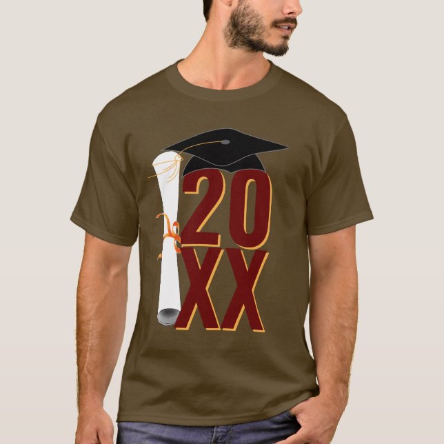 20XX Grad Cap och Diploma Studenten T Shirt (Framsida)