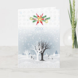 20XX Nyår Jul Snowy Fairy Tale Fine Art Anteckningskort