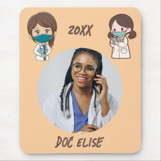 20XX Nyår Söt Doktors Namn och Foto Present Musmatta