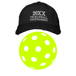 20XX Pickleball Tournament Black Baseball Hat Broderad Keps