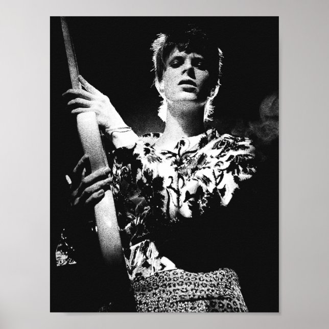 20yDBowie Ziggy Stardust på gitarr affisch hyllnin (Framsidan)