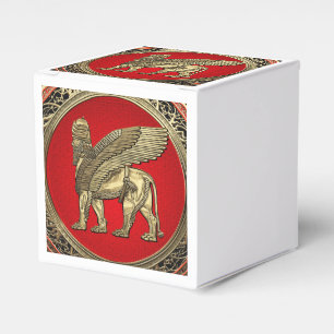 [210] Assyriansk vind Lejon - Guld Lamassu Presentaskar