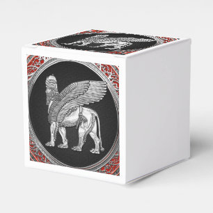 [210] Assyriansk vind Lejon - Silver Lamassu Presentaskar