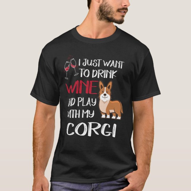 210 Jag vill bara dricka Vin T Shirt (Framsida)
