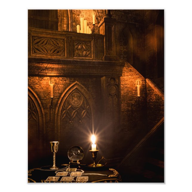 2114-Medieval Castle Tarot Reading Fototryck (Framsidan)
