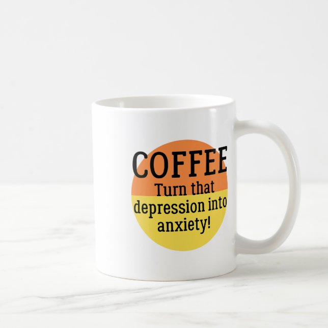 211 ・ Förvandla depression till oro Roligt Psykisk Kaffemugg (Höger)