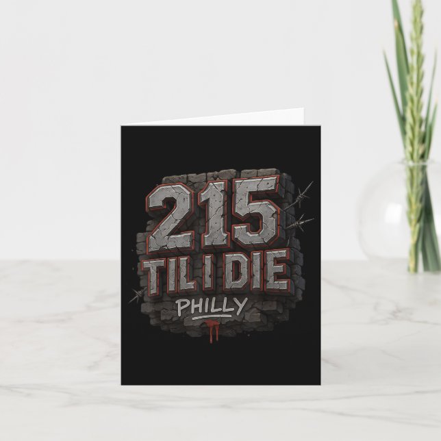 215 Til I Die Urban Streetwear Philly Pride Graffi Kort (Framsida)