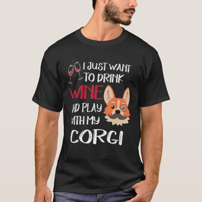 218 Jag vill bara dricka Vin T Shirt (Framsida)