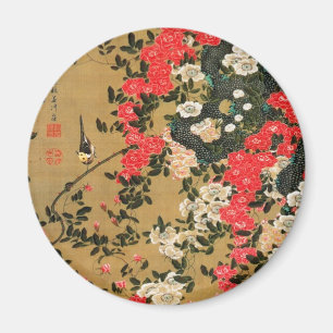 21. 薔 薇 小 禽 図, 若 Ro & Small Bird, Jakuchū Magnet