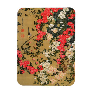 21. 薔 薇 小 禽 図, 若 Ro & Small Bird, Jakuchū Magnet