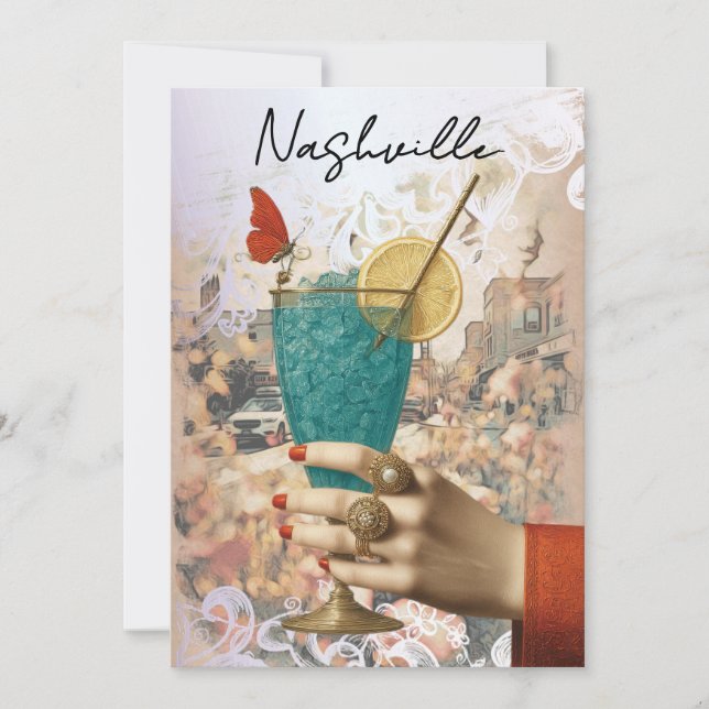 *~* 21 A101 Cocktail FOTO Nashville SÖNDAGSFEST fö Inbjudningar (Framsida)