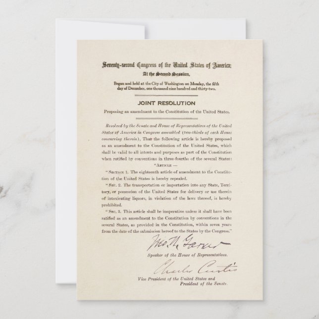 21:a ändringen av konstitutionen (Framsida)