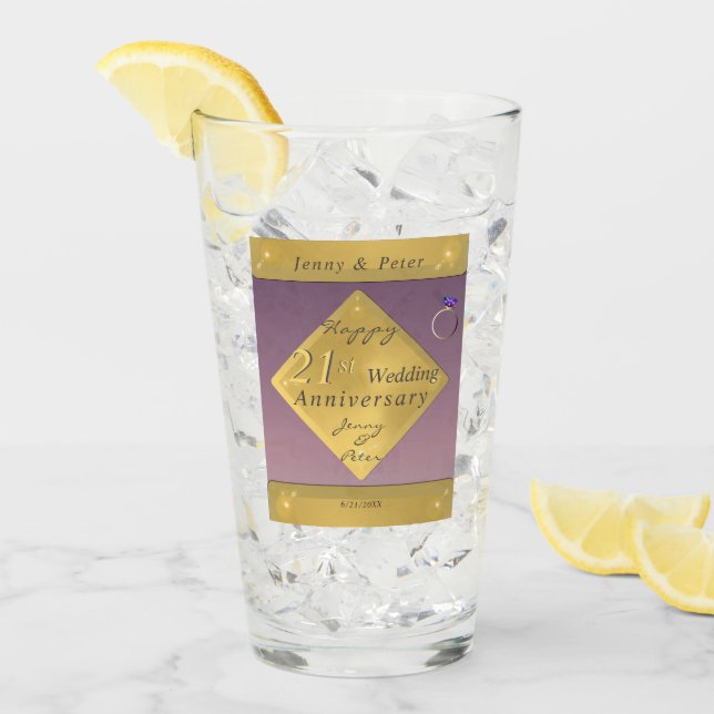 21:a årsdagen av Brass & Iolite Bröllop Glaskopp (Framsida Ice)